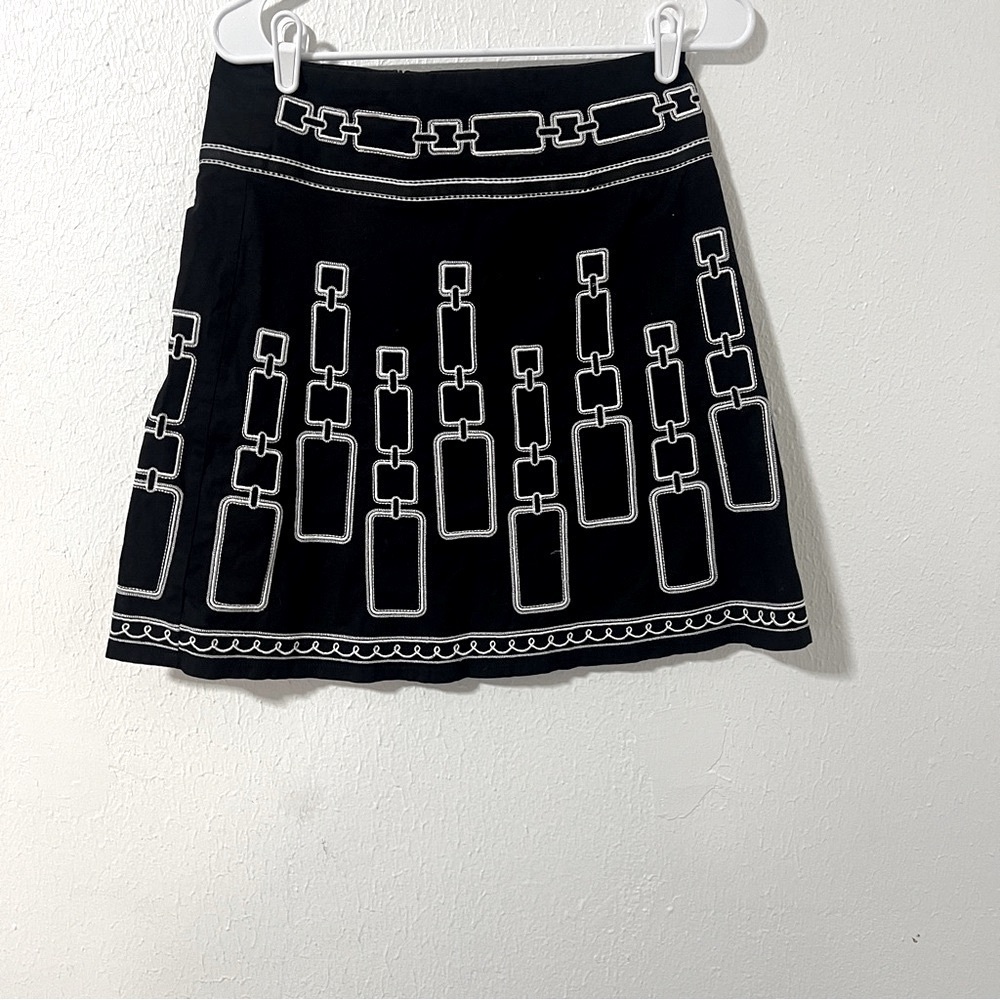 Heart Soul Skirt Womens Size 3 A Line Black Embroidered Chain Link Back Zipper